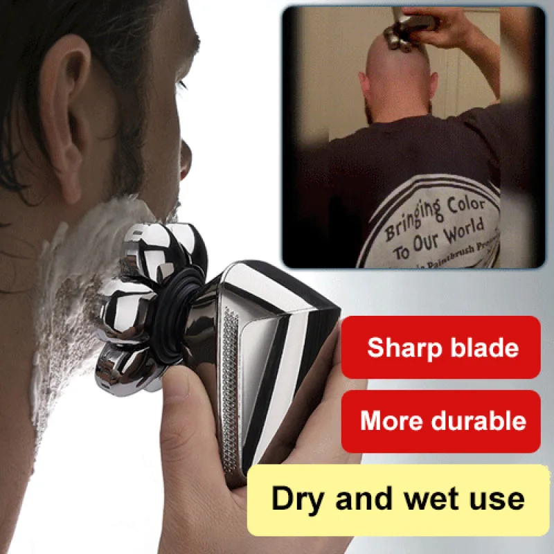 Rechargeable Electric Shaver with Seven Heads Ideal for Men's Grooming and Haircutting