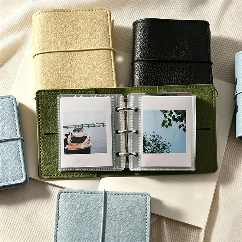 PU Photo Album 25 Sheets Inner Pages Mini 3-Ring Binder Photo Book Portable Wallet Size Picture Album For Instax Mini Photos