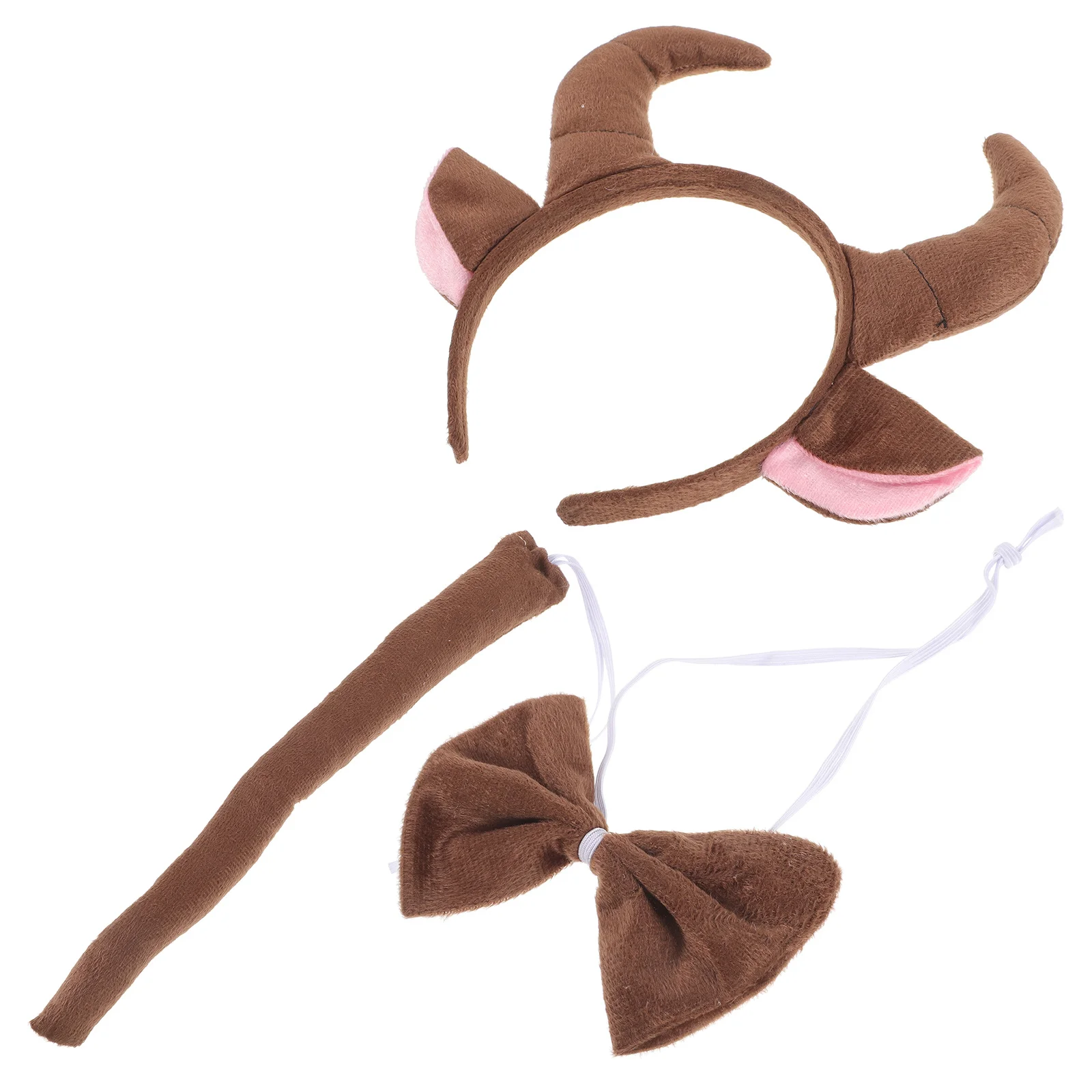 3Pcs Kids Cow Costume Set Headband Bow Tie Tail for Themed Parties Cosplay Halloween Kids Performance Costume Cosplay Suit