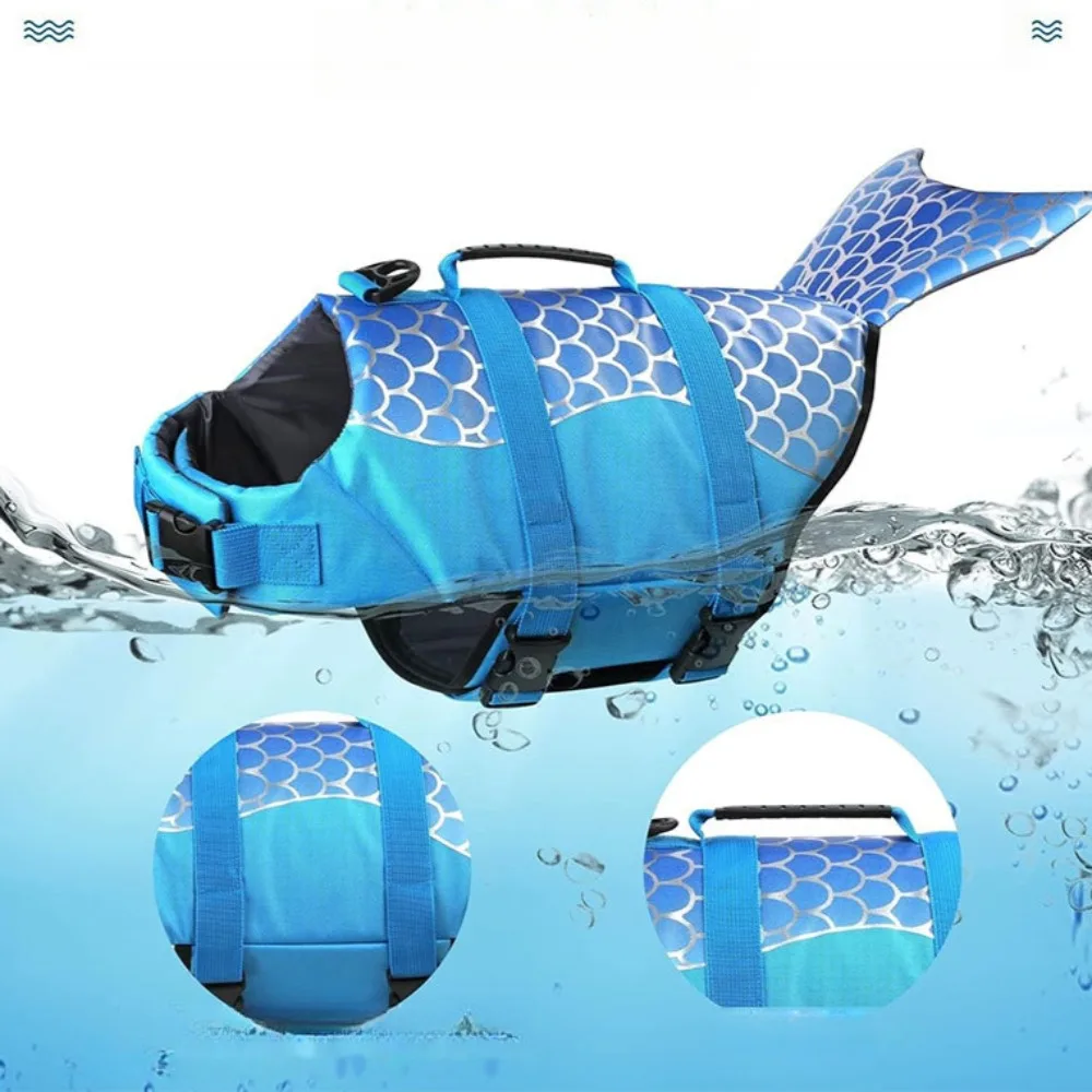 Shark Dog Life Jacket Dog Swimsuit Enhanced Buoyancy Small Dogs Swimming Clothes Safety Vest with Handle for Dogs Surfing