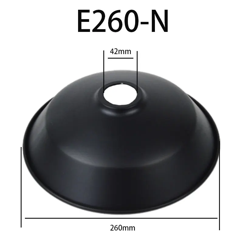 Black Metal Pendant Shade Only Vintage Chandelier 260mm For E27 Lamp Holder With Outer Teeth Replacement Pendant Lampshade