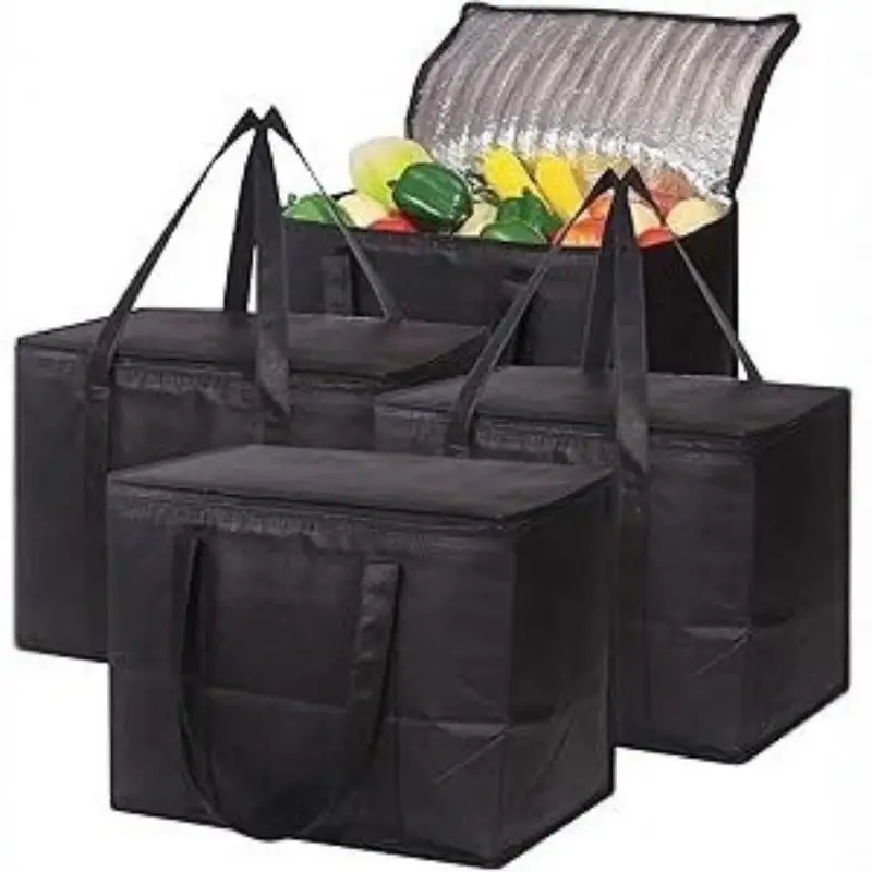 1PC Large Insulated Food Bag Reusable Foldable Hot Cold Meals Grocery Bags Zipper Bag Lightweight For Picnic Camping Outdoor