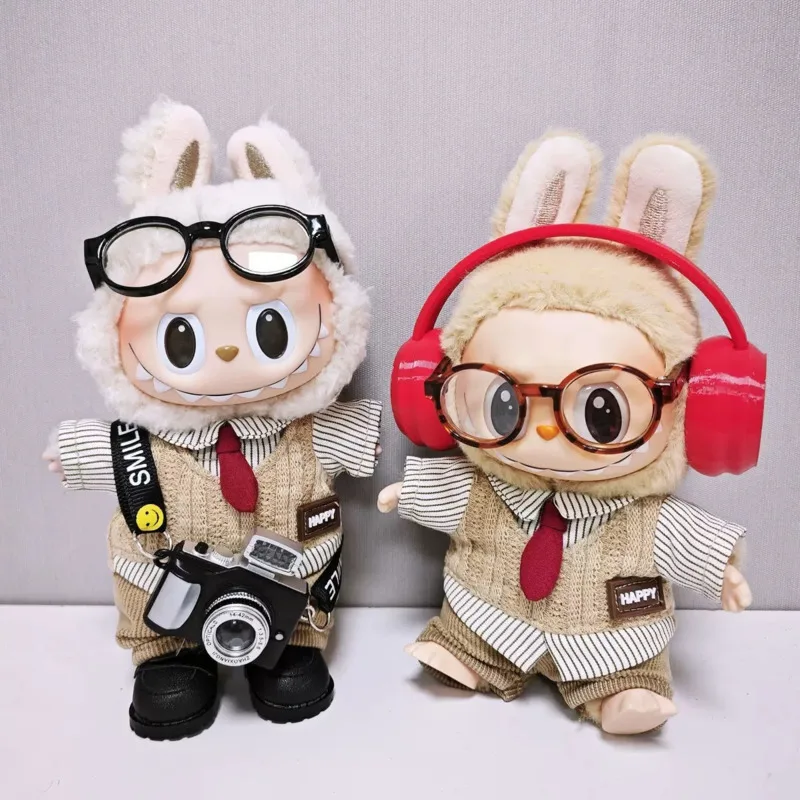Fashion Desinger Doll Clothes For La bubus 17cm Plush Doll New Arrivals Stylish Outfit Jeans Hat Camera Glasses Shoes Accessory