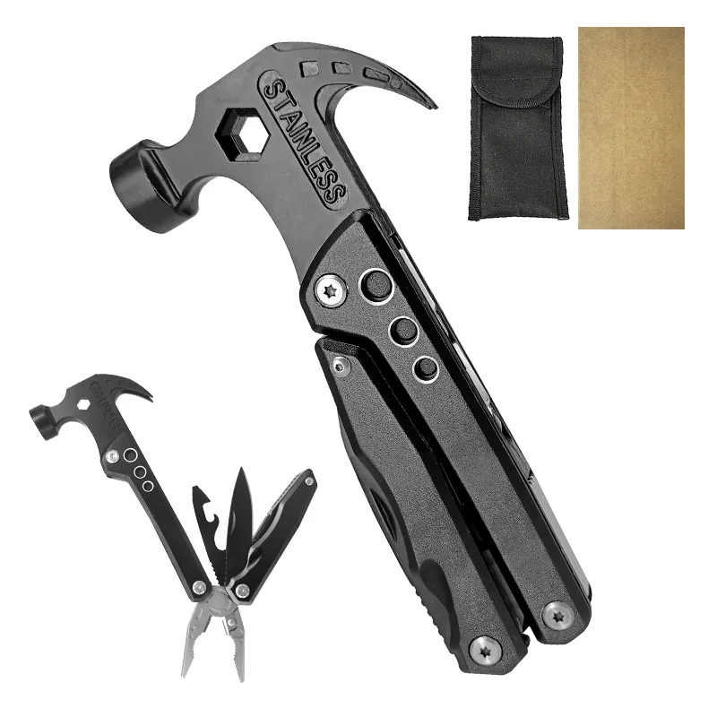 Folding hammer pliers outdoor emergency multifunctional sheep horn hammer household maintenance hammer multi-purpose