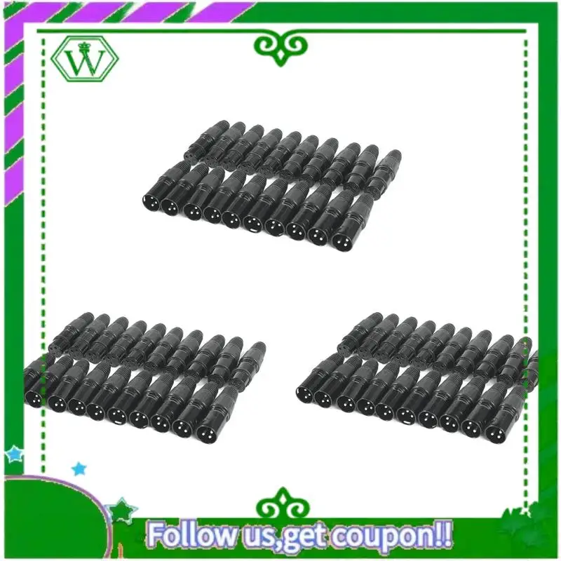 

ABIK-30 Pairs XLR 3 Pin Microphone Audio Cables Plug Connectors Male Female MIC Snake Plug Cable Connectors