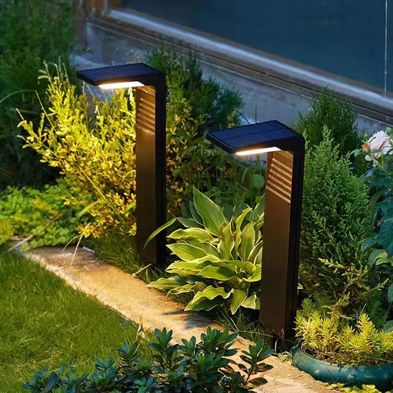 Luces solares para jardín, luz LED impermeable para exteriores, decoración de camino, paisaje, bolardo, césped, patio, pasarela 2200mAh