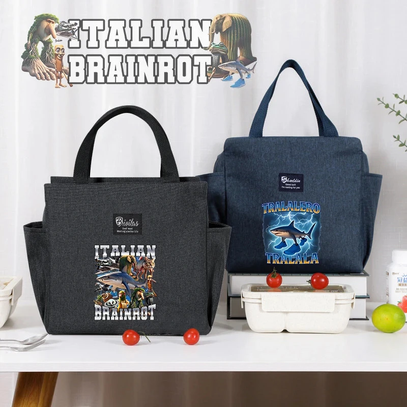 

Italian Brainrot Series Lunch Bags Hot AI Animals Thermal Picnic Bento Pack Cartoon Food Cooler Handbags Funny Birthday Gift