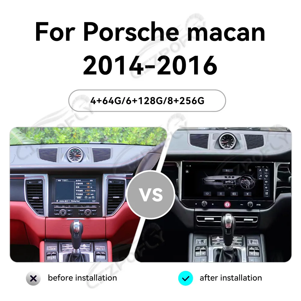 

12.3" For Porsche Macan 2014-2016 Car Multimedia Video Player GPS Navigation Radio Android13 8+128G 8Core CarPlay 4G 360Camera