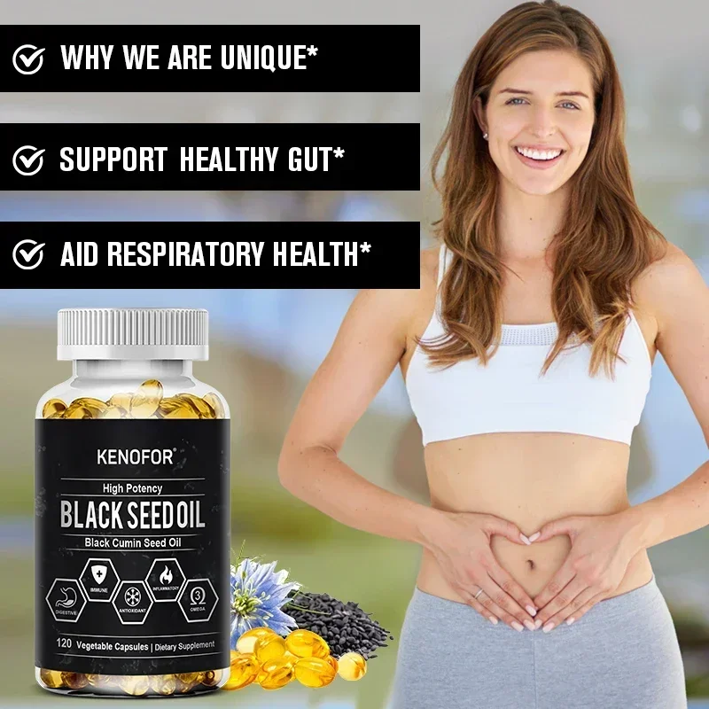 KENOFOR Black Seed Oil 500 Mg - Cold Pressed Nigella Sativa Capsules - Non-GMO, Gluten Free for Overall Health Support