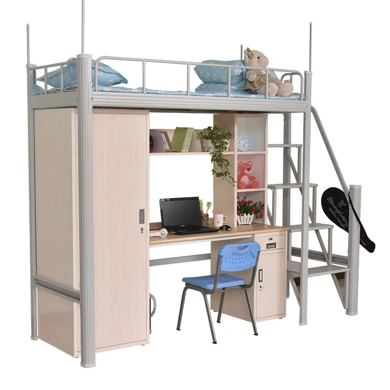 super low price single persons dormitory wardrobe book shelf study table steel bunk bed