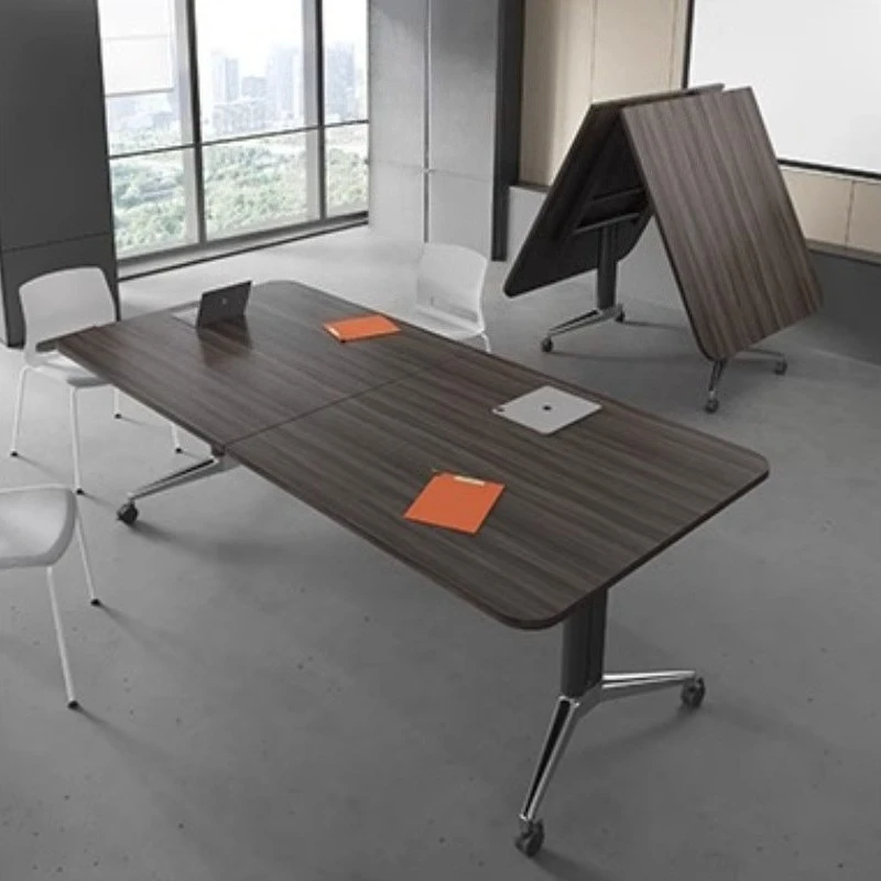 Commercial Stackable Movable Folding Conference Table Training Telescopic Belt Wheels Oversized Removable Desk Office Furniture