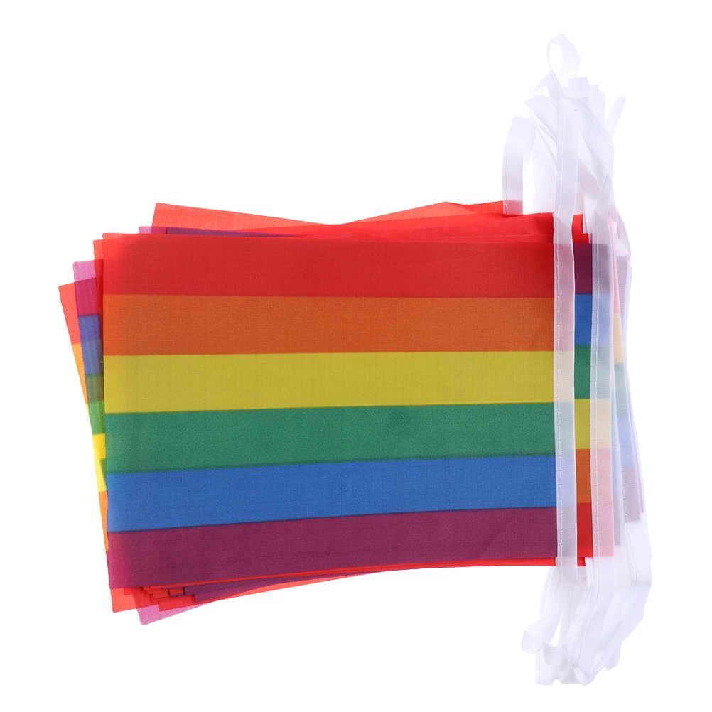

38pcs Rainbow String Flags Outdoor Decor Bunting Banner Human Rights Gay Lesbian Pride Party Decorations