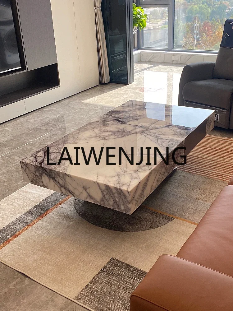 

Natural marble coffee table TV cabinet can be combined with minimalist furniture design light luxury stone tea table