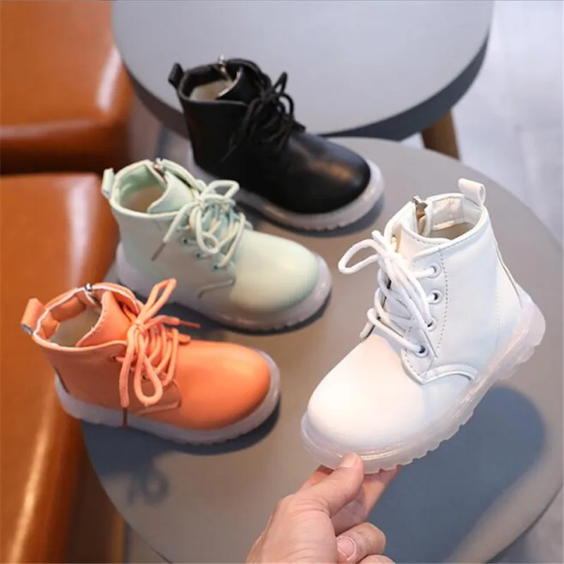 White Kids Platform Boots Breathable Children Fashion Boot Zip Kids Boy Ankle Short Boot Shoe