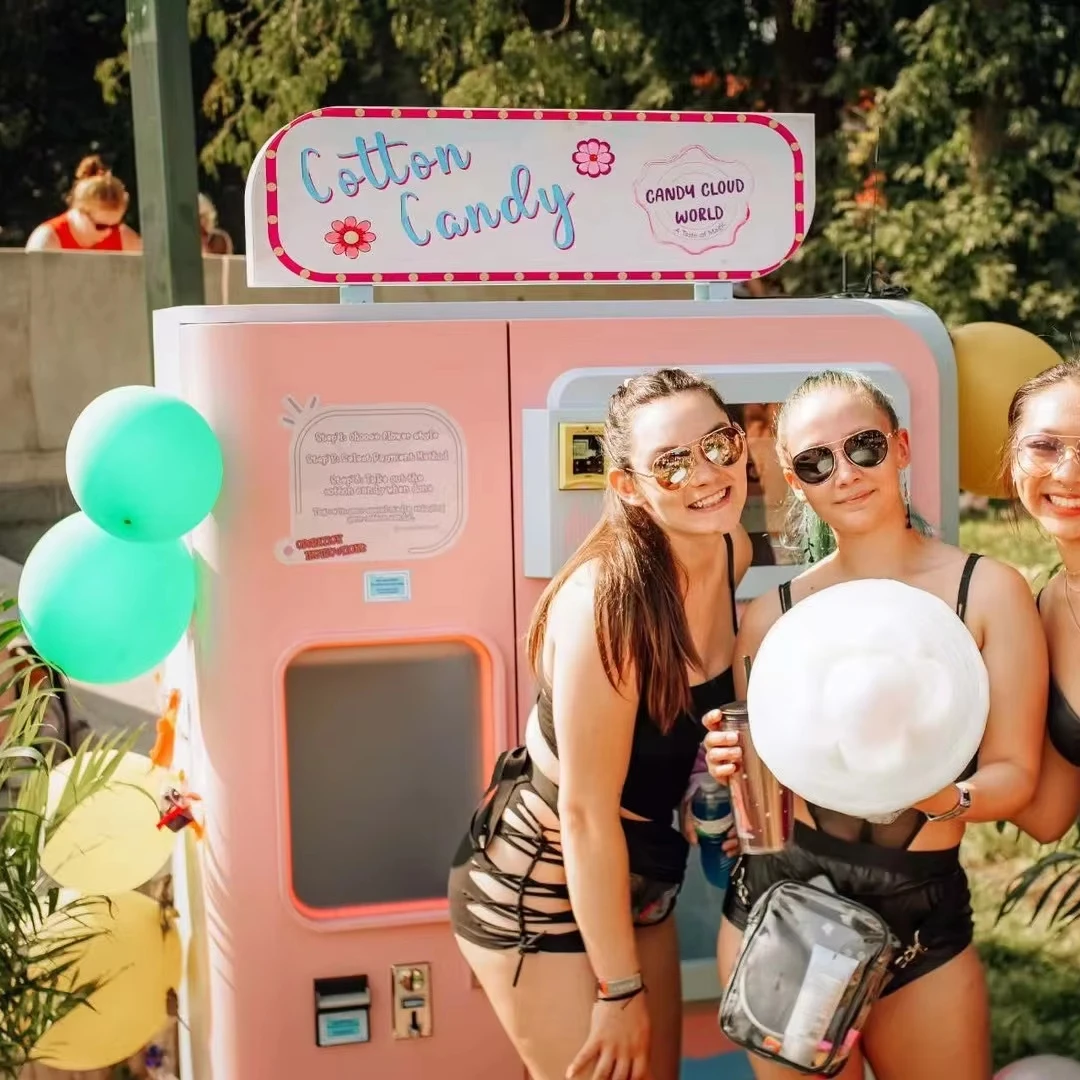 Professional Fully Automatic Cotton Candy Vending Machine, Intelligent Candy Maker System