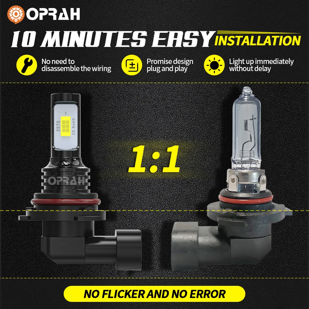 2pcs Car LED Fog Light  H7 H1 H3 H11 9005/HB3 9006/HB4 880 881 H27  Headlights Bulb 3570 Chip 2 LED DRL Driving Lamp 6000K White