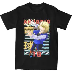 Android 18 T-Shirt Anime Vintage Popular T-Shirts Short Sleeve Vintage Tops Summer Cotton O Neck Oversize Clothes