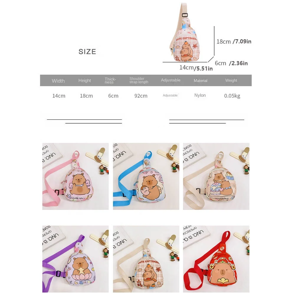 Borsa a tracolla creativa in nylon capibara Borsa a tracolla portatile casual in cartone animato Borsa a tracolla per bambini di grande capacità