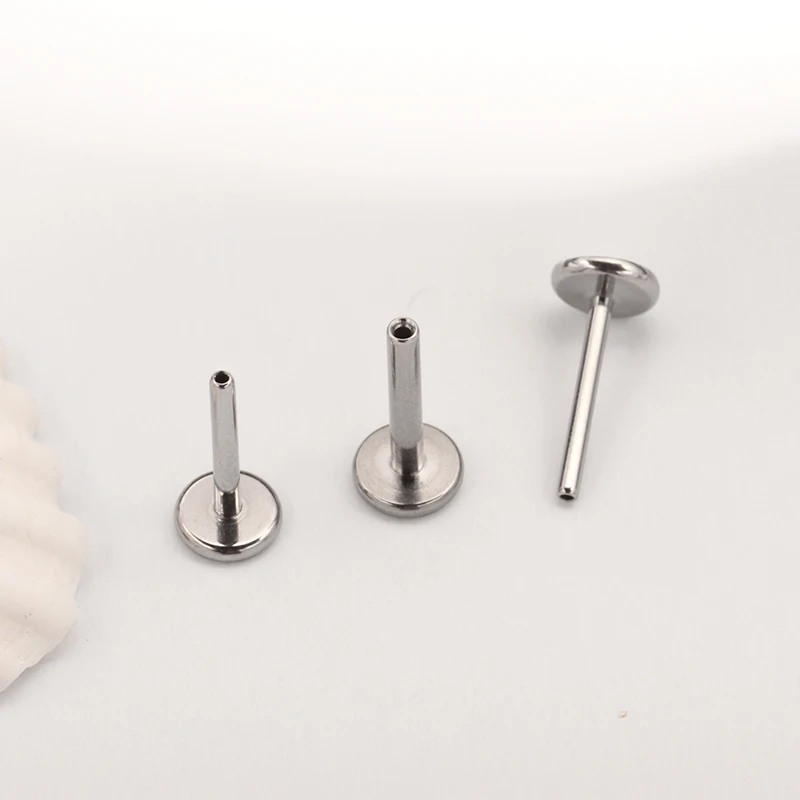10 teile/los ASTM F136 Titan 16G 18G 20G Push-In Stecker Zurück Basis Stud Ohrringe Lippen nase Piercing Tragus Körper Schmuck Zubehör – Detail 9