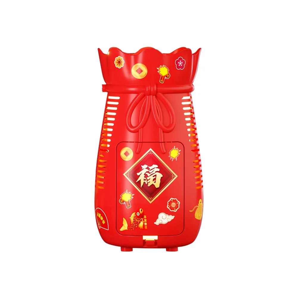 Máquina portátil de bolhas de plástico, máquina eletrônica vermelha de fogos de artifício, luzes flash, sons, sopro automático de bolhas, ambiente externo e interno