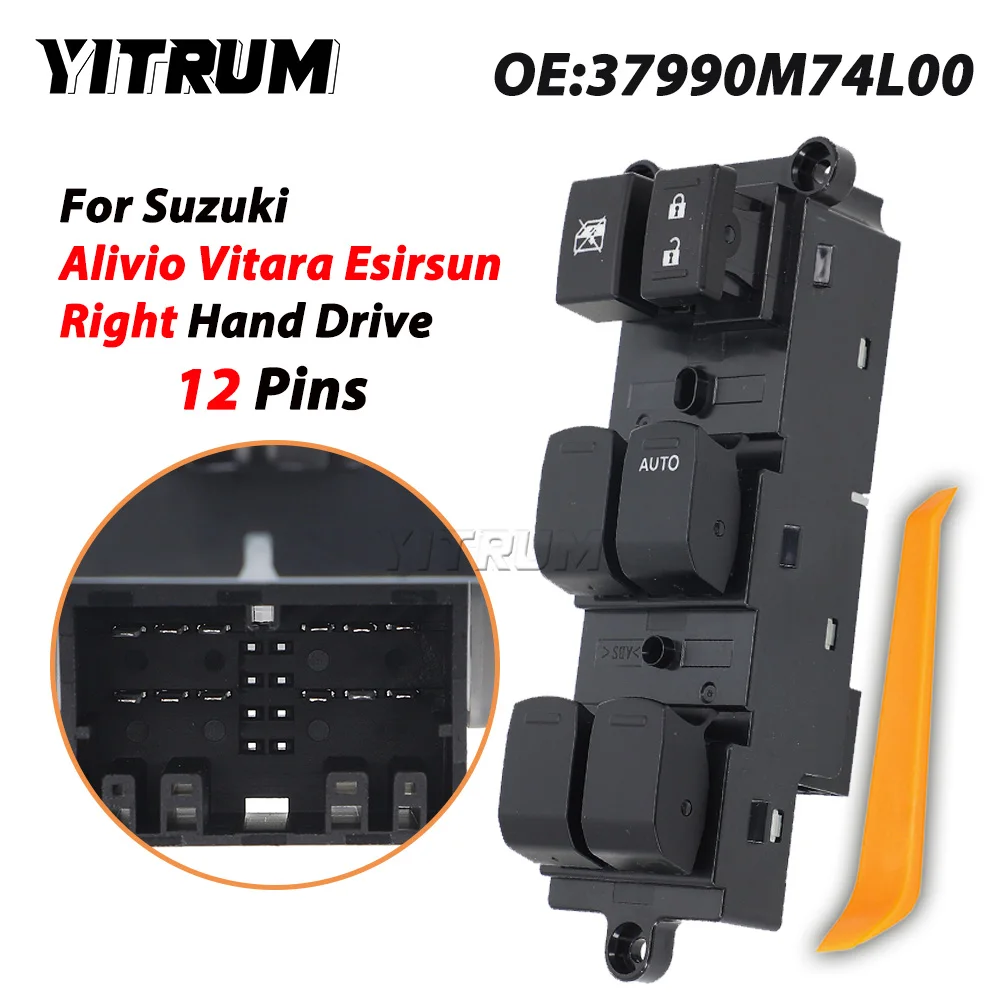 

YITRUM 12Pins For Suzuki Alivio Vitara Esirsun 37990M74L00 Car Left Right Hand Driver Power Window Switch