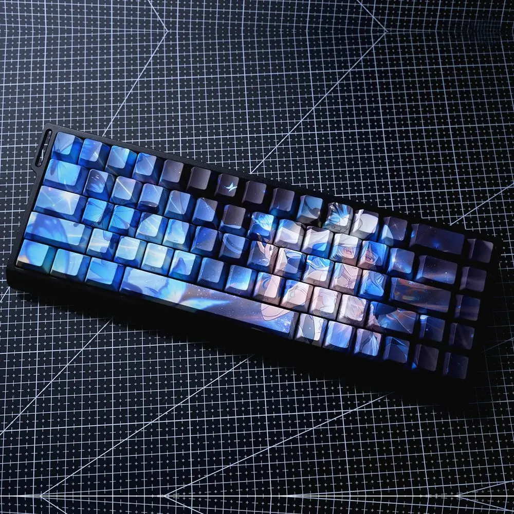 74 Keys Shorekeeper Keycaps Cherry PBT Side Engraved Light Custom Game Key Cap for Mechanical Magnetic Axis Keyboard Wooting60