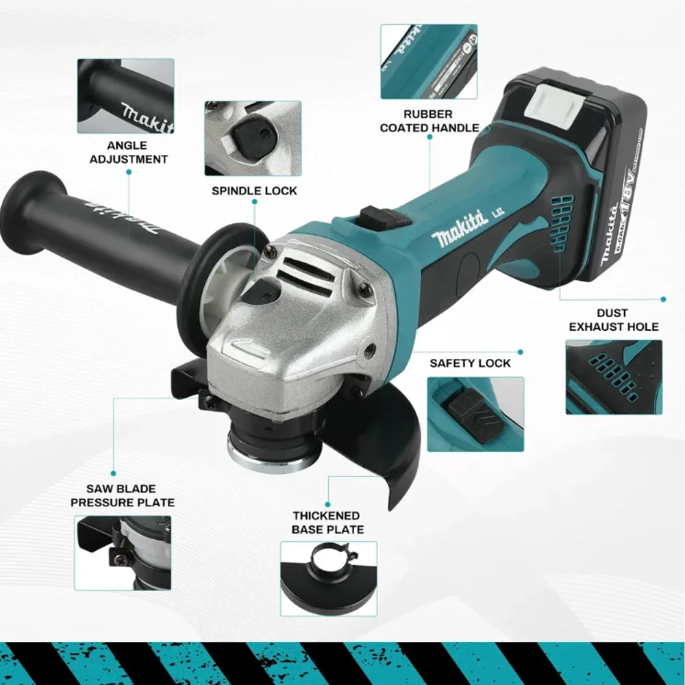 🔥 DGA402 Makita18V 125 мм бесщеточная литиевая электрическая угловая шлифовальная машина перезаряжаемая режущая машина мощная полировальная машина