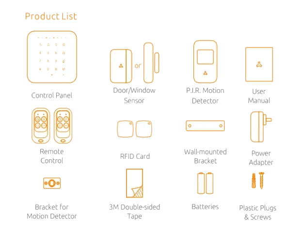 Smart Home Security Alarm System, Auto-Monitoramento, Chamada móvel, Tela de Toque, Wi-Fi, GSM