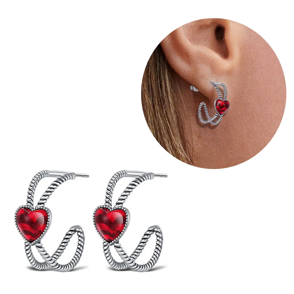New 925 Sterling Silver Earrings Heart Twist Stud Earrings Women's Earrings Fashion Designer Jewelry Gifts Accessories