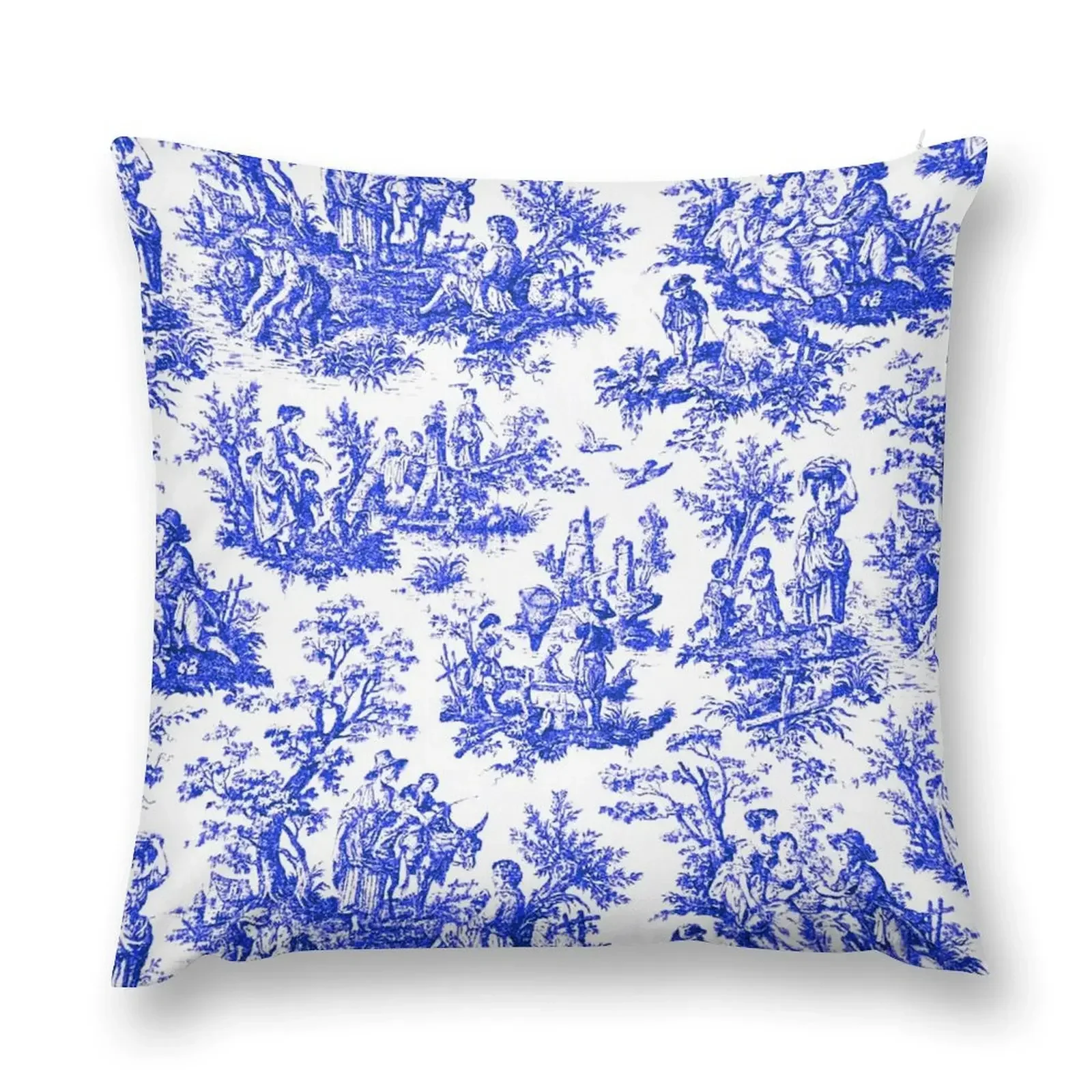 NOMADES Artsy vintage Toile de Jouy - Royal Blue Throw Pillow Covers For Sofas Pillows Aesthetic pillow cover christmas pillow