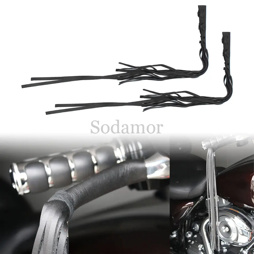 Universal para Harley Honda Yamaha Bobber Suzuki PU cuero Control manual palanca de freno cubre motocicleta embrague flecos borlas