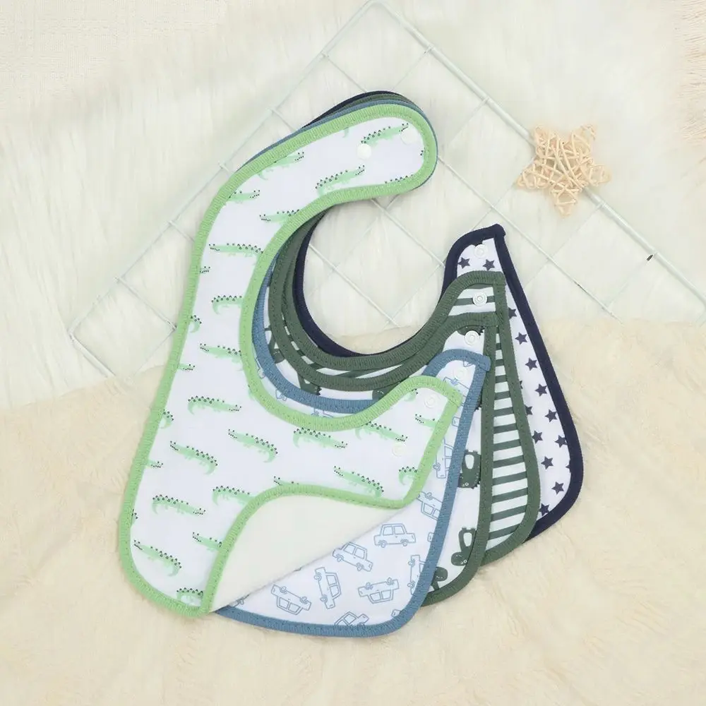 

5 шт. мягких детских нагрудников для мальчиков, особо впитывающие нагрудники для младенцев, для прорезывания зубов, при слюнявчине и кормлении, приятные для кожи (с милым принтом животных)