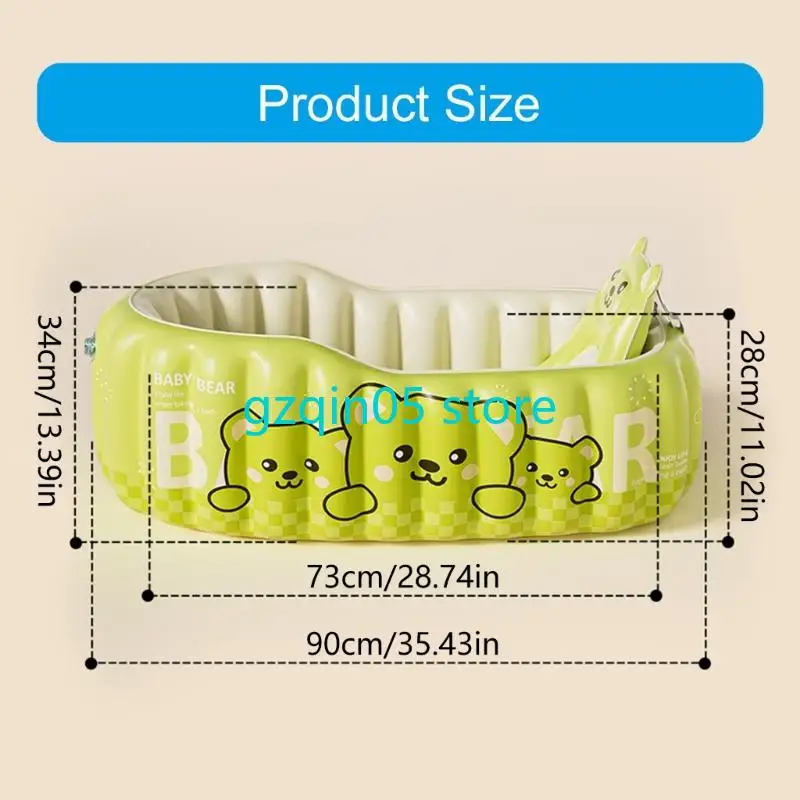 H055 حوض استحمام للأطفال قابل للنفخ، تصميم قابل للطي، قاعدة غير قابلة للانزلاق للاستحمام الآمن #6