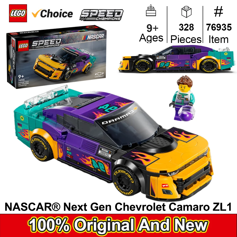 

LEGO 76935 Speed Champions NASCAR Next Gen Chevrolet Camaro ZL1, конструктор модели гоночной коляски, коллекционная гоночная игрушка для детей