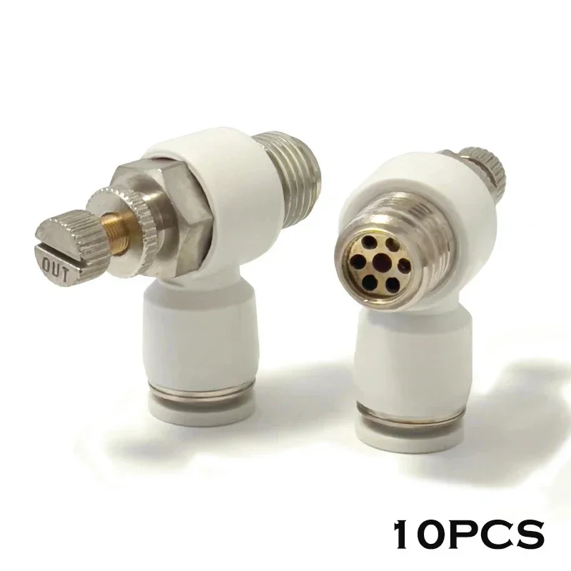 

10PCS Pneumatic Connector White Speed Control Valve SL6-01/6-m5/8-01/8-02 PT1/8 1/4 3/8 1/2 Throttle Valve