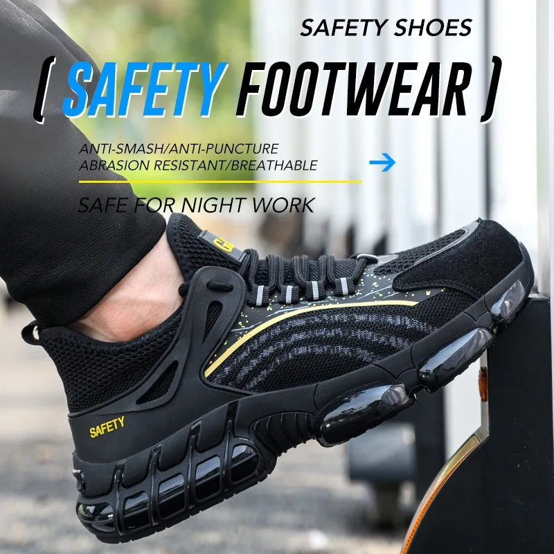 Safety work shoes for men Steel toe anti-smash and anti-puncture soft and folding resistant work shoes Protective shoes