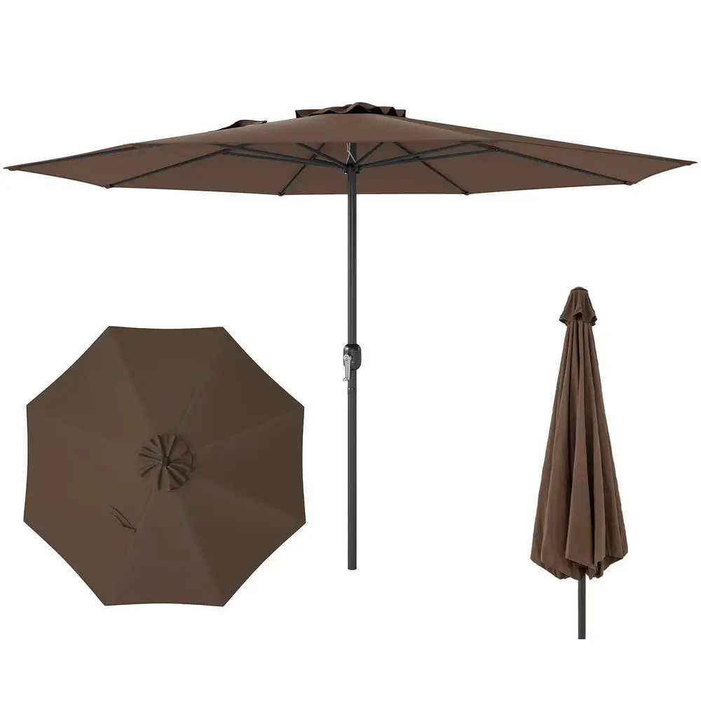 12 Ft Patio Umbrella, Market Style With 8 Reinforced Ribs, Crank Handle For Easy Open, Sturdy Wind Resistant Frame, Sun Shade For Outdoor Deck Garden Beach Cafe, Coffee