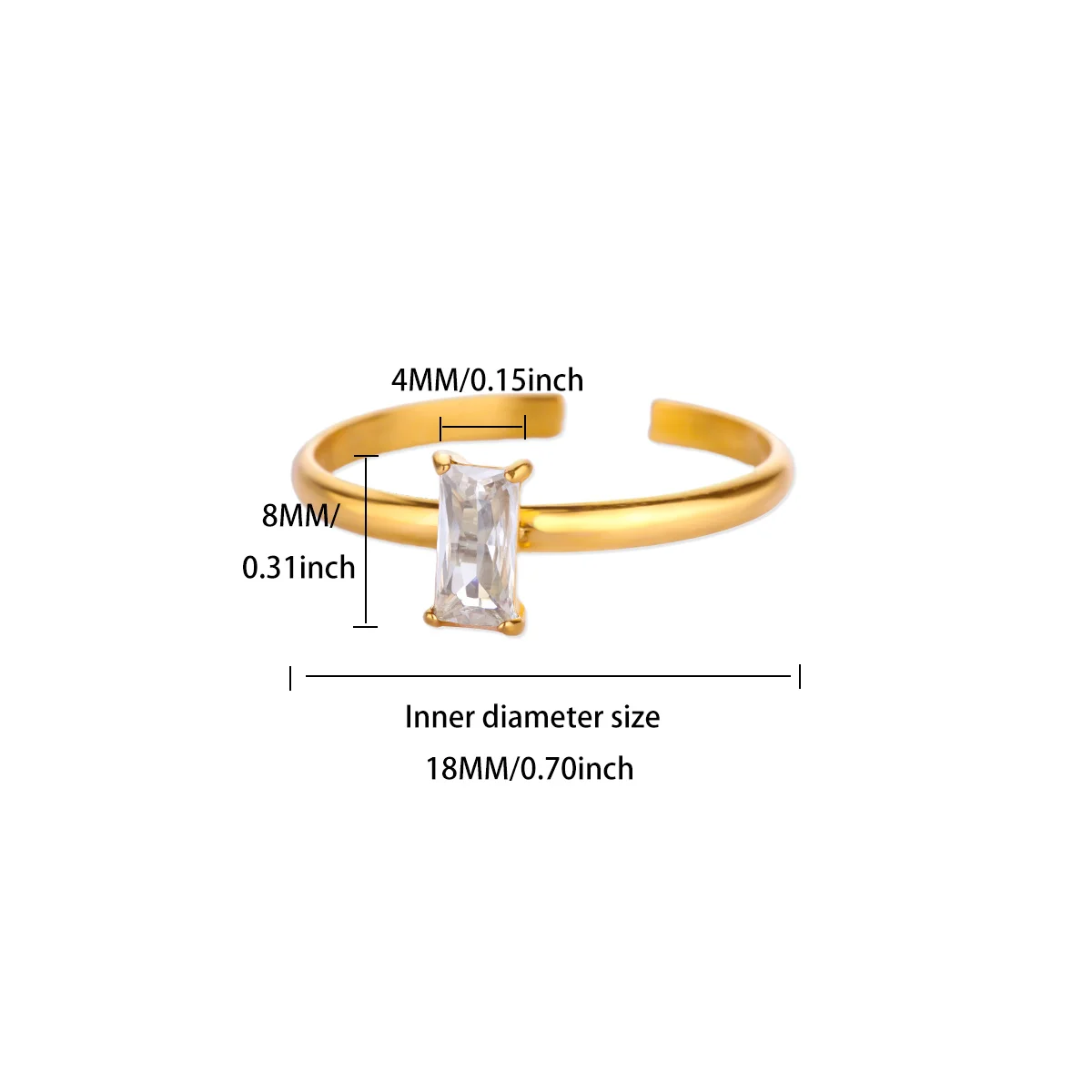 Zircon Birthstone Rings For Women Gold Color Stainless Steel Birthstone Opening Ring Minimalist Christmas Birthday Jewelry Gift view 6