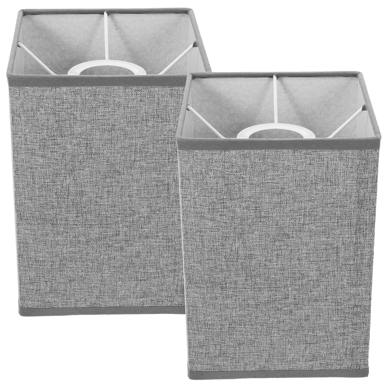 2 قطعة عاكس الضوء رمادي كتان غطاء مصباح النسيج غطاء خفيف للمنزل غرفة نوم مكتب دائم الجدول مصباح استبدال #5