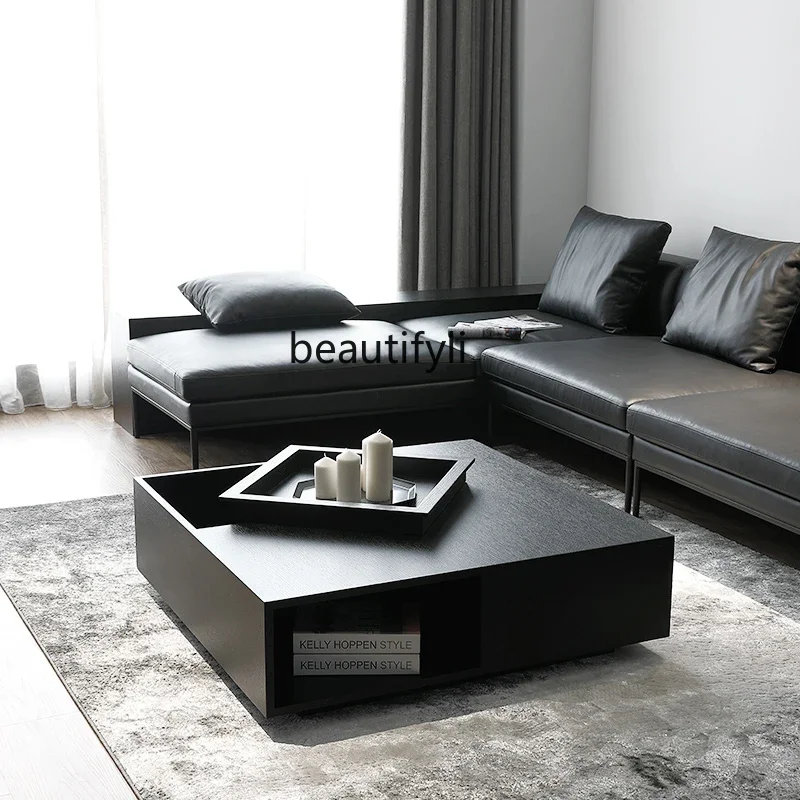 

Simple fruit plate tea table living room home black oak grain square coffee table