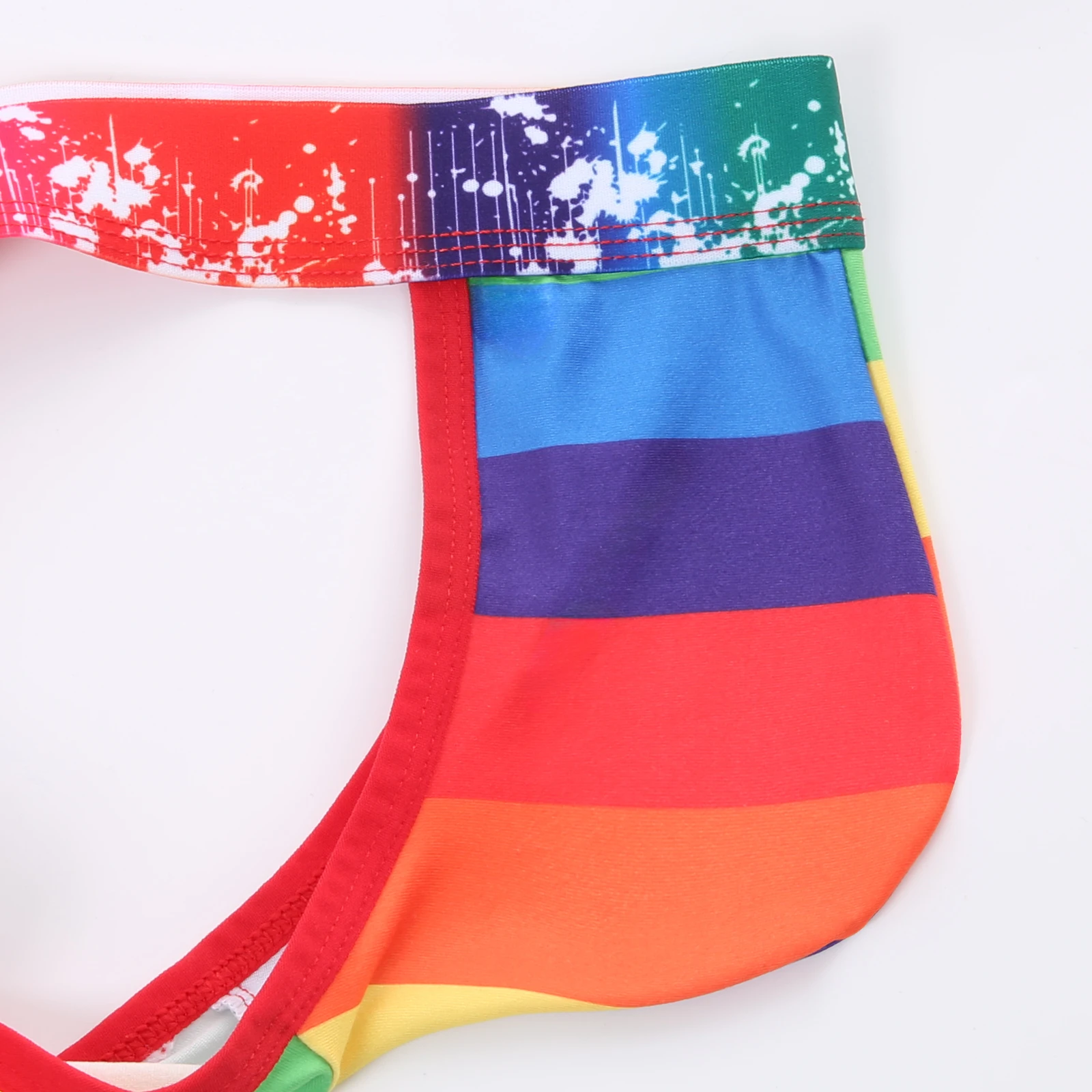 Sexy Slips Regenbogen-Unterwäsche Herren-Panties Erotischer Bulge-Pouch High-Cut Breiter Bund Sonnenblumen-Print Unterhosen Slips – Detail 15