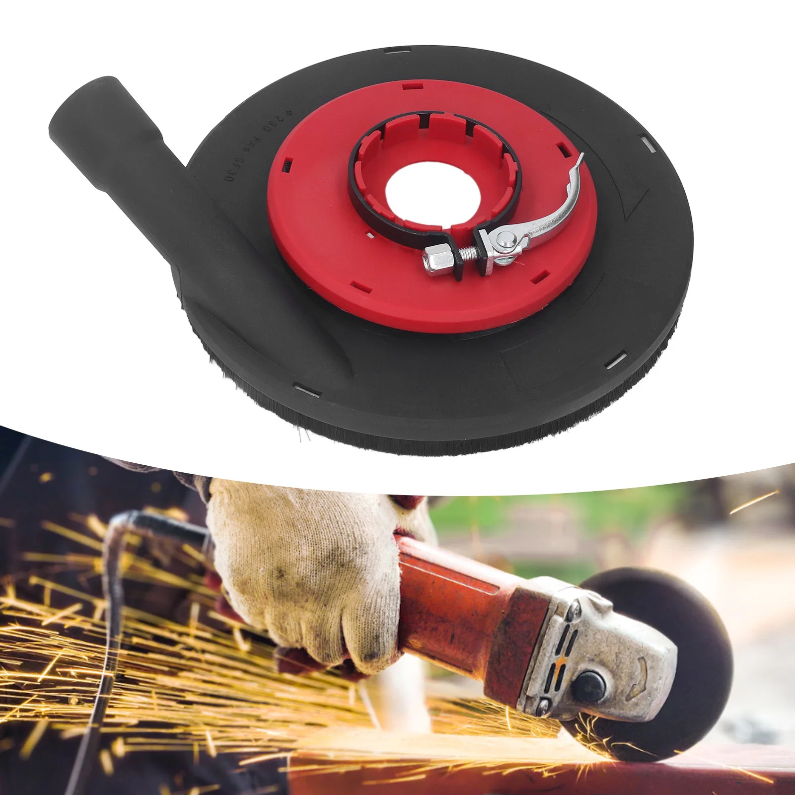 

Angle Grinder Dust Cover Safe Efficient Filtration PA6 Easy Assembly 9 Inch Angle Grinder Dust Shroud Red Black for Concrete