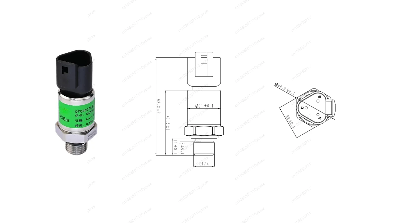 Pressure sensor 3P 4-20mA G1/4 10 MPa 0.5% FS IP65 1 + 2out