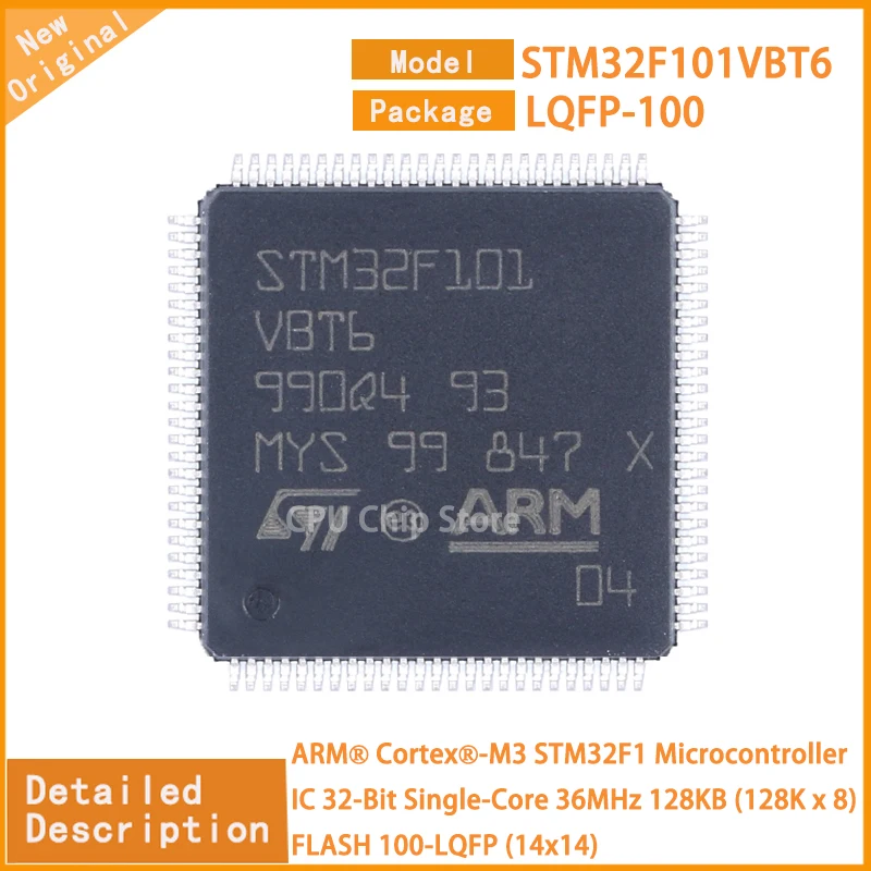 1~5Pcs  New Original  STM32F101VBT6 STM32F101  Microcontroller IC 32-Bit Single-Core 36MHz 128KB (128K x 8) FLASH 100-LQFP