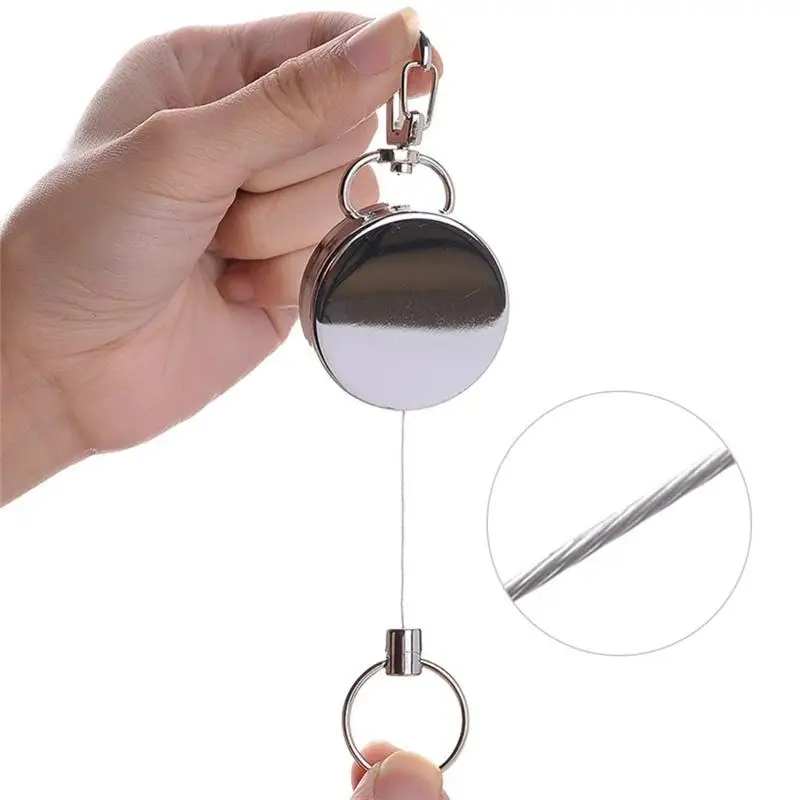 1Pc Resilience Steel Wire Rope Elastic Keychain Recoil Sporty Retractable Alarm Key Ring Anti Lost Yoyo Ski Pass ID Card