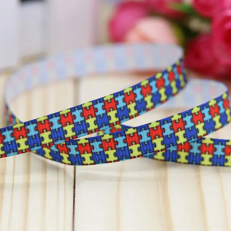 DHK 3/8'' 5yards Autism Game Hero Football Ball Printed Grosgrain Ribbon Hair Bow Diy Party Decoration Wholesale OEM 9mm C1333