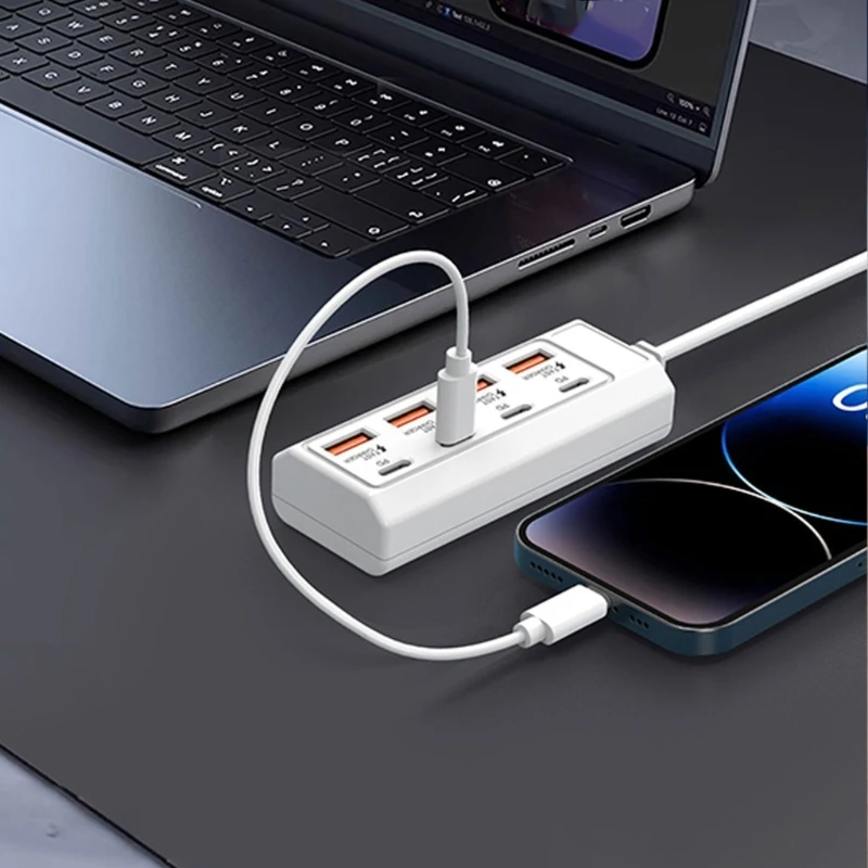 25W Multiports USB Type C Fast Charging 8 in 1 USB Hub Adapter