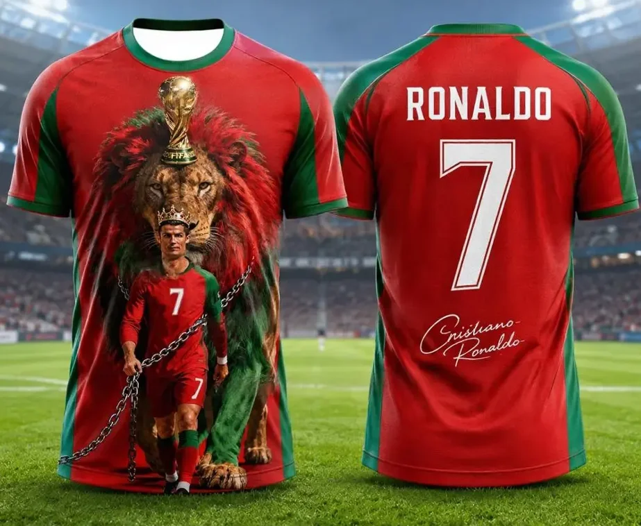 Unisex Athletic Fan 3D AI Print Ronaldo Tee Men Women Football Jersey Short‑Sleeve Top Sport Casual Urban Street Shirts