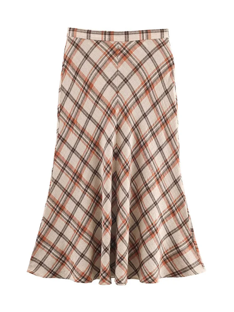 HH المرأة موضة جديدة تنوعا منقوشة سستة سليم ميدي تنورة الإناث عالية الخصر عادية الشارع نمط الكاحل طول تنورة طويلة Mujer