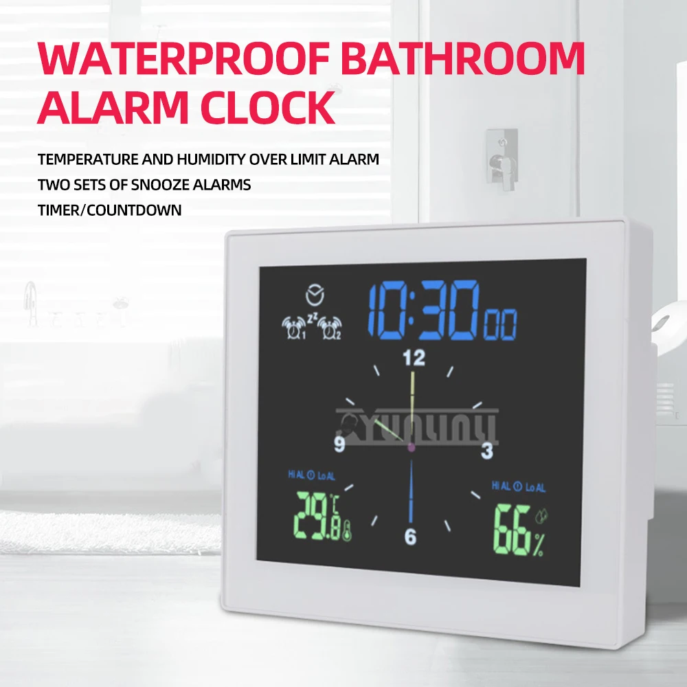 Jam Digital elektronik dalam ruangan, jam dinding kamar mandi tahan air untuk anak-anak, jam samping tempat tidur pelajar, jam Digital dalam ruangan